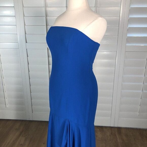 After Six Bright Blue Strapless Chiffon Dress XL Evening Gown Prom Homecoming - Picture 8 of 12